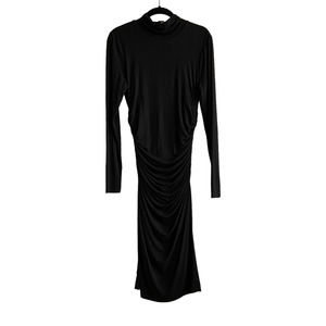 WHBM Size 2 Mock Neck Long Sleeve Shirred Sheath Dress